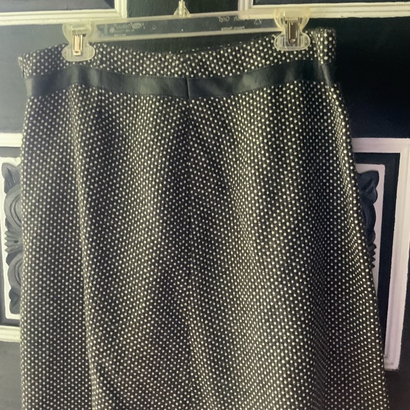 Final Markdown! Vintage LIMITED Wool Polka Dot Skirt trimmed in Faux Leather. 14 - Picture 4 of 7